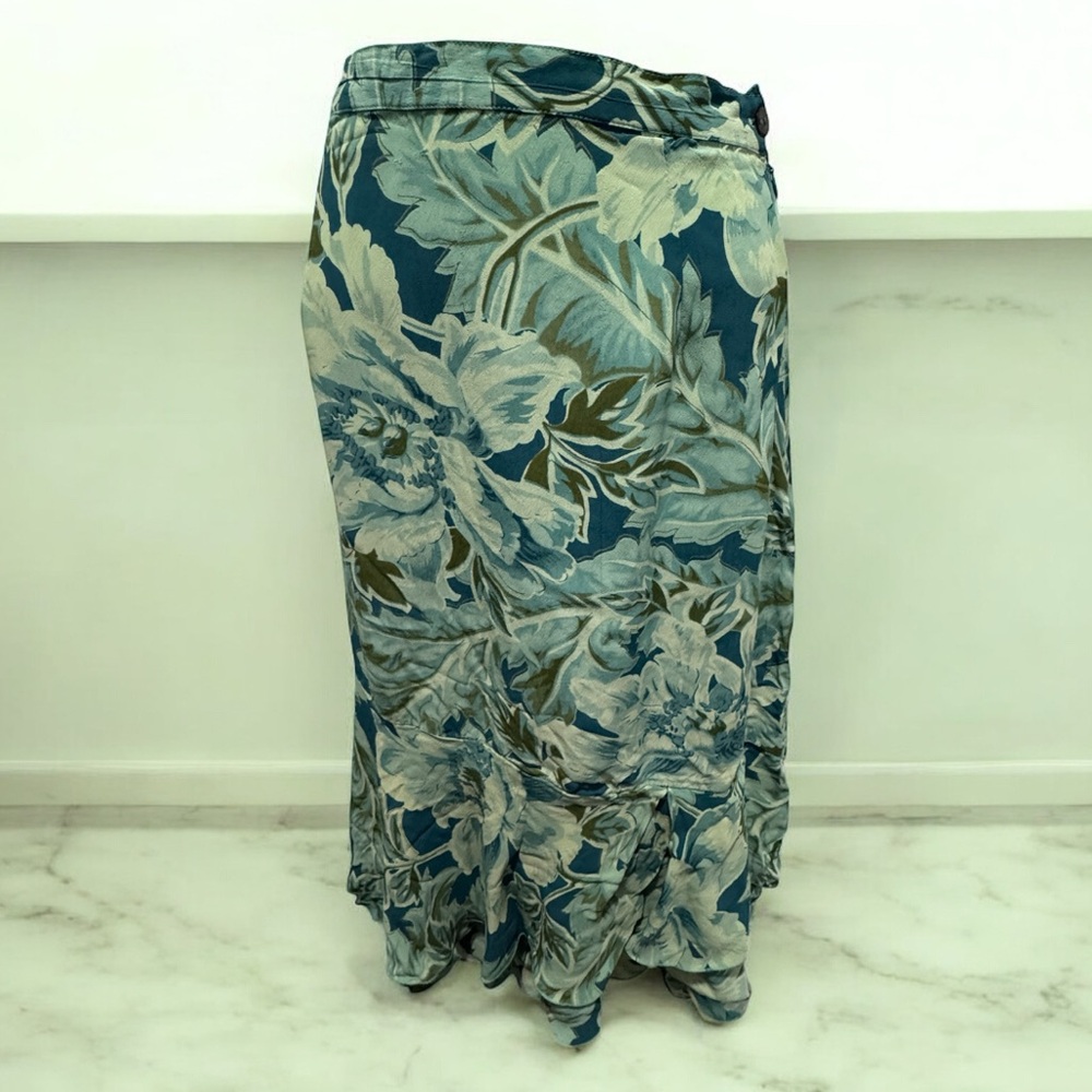 April Cornell Blue Floral Midi Skirt size 14